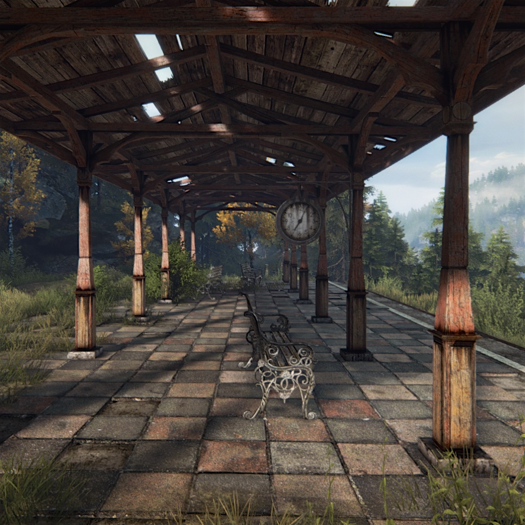 Image: an old abandoned train station in a beautiful setting