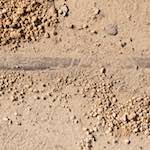 Image: a rail just about visible in sandy soil