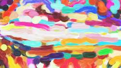 Fifth of 'reflets — paint synthesiser classic — cd hand drawn media wet media acrylic 1'.