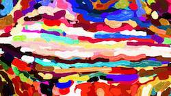 Third of 'reflets — paint synthesiser classic — cd hand drawn media wet media oil 4'.