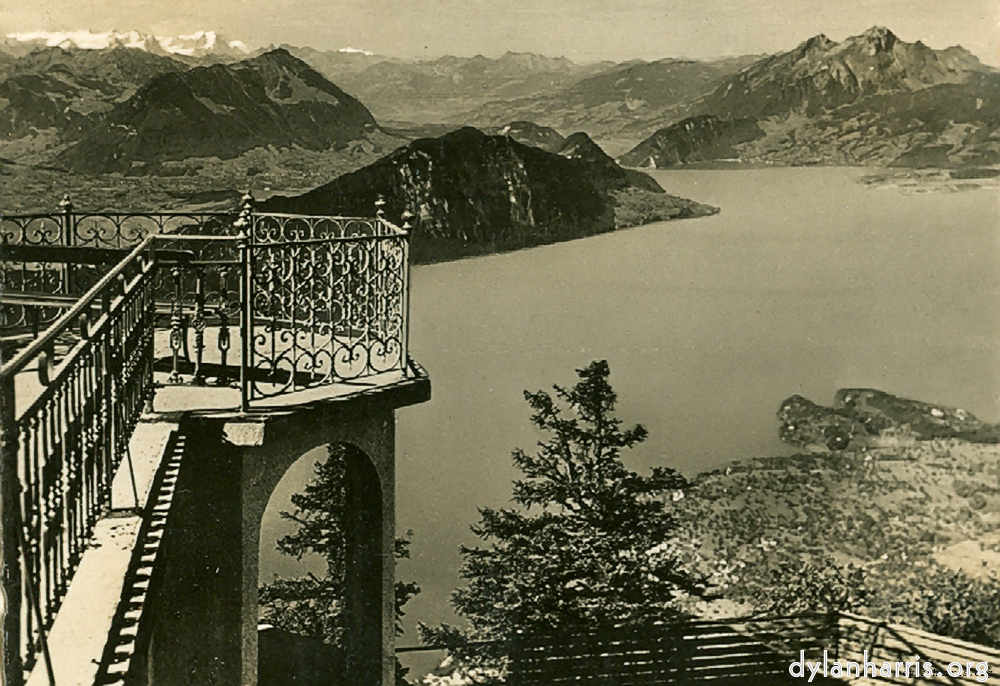 image: Postcard: View from Rigi Käurzeli, 4700ft, towards Unterwaldner, Bernalpen and Pelatus.