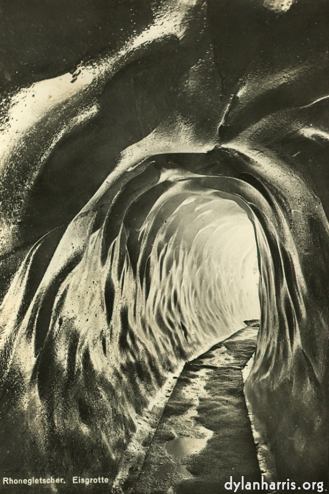 image: Postcard: Rhonegletscher. Eisgrotte [[ The Grotto cut into the Ice. ]]
