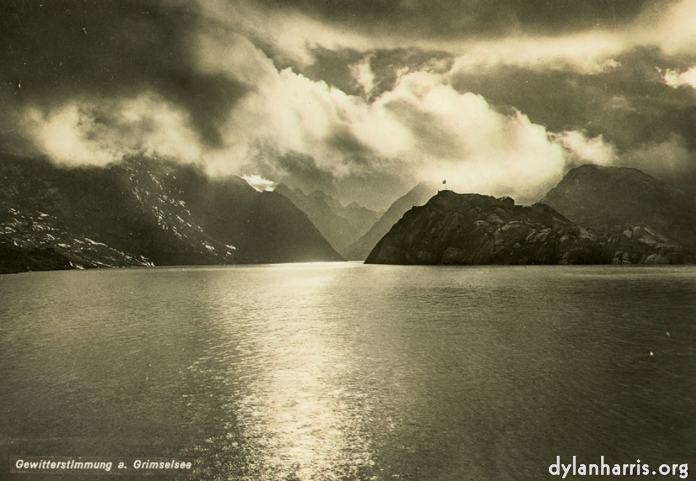 image: Postcard: Gewitterstlmmung a.Grimselsee [[ Sunset across the Grimsell Lake. ]]